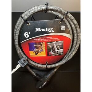 Master Lock 8154DPF Cable Lock 6-Foot (1.8m) 3/8in W/ 2 Keys (NEW)